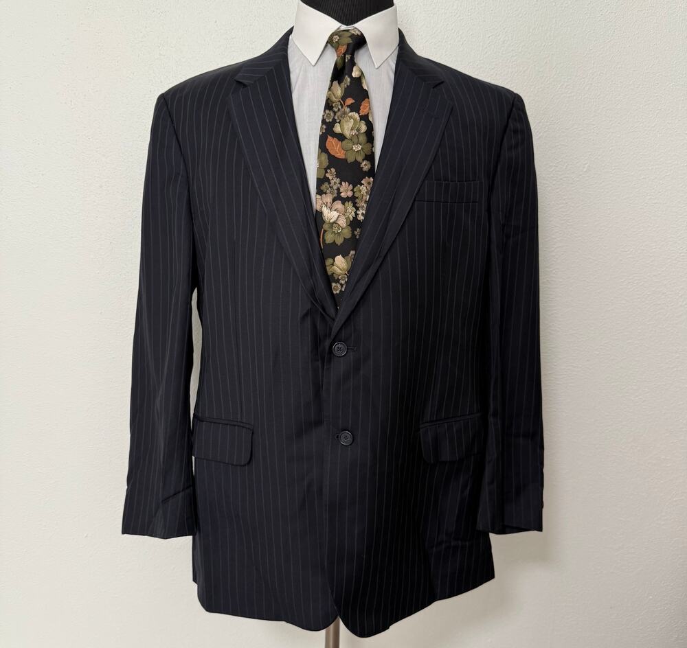 Jos. A. Bank Men's Navy 100% Wool Striped Sportscoat Blazer Size 46R